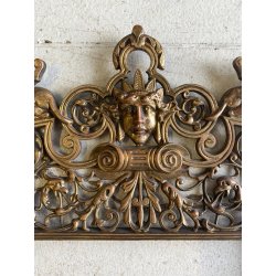 CORNICE DA PARETE SPECCHIERA BRONZO DORATO VITTORIANA ORNATA TRAFORATA 68x44cm