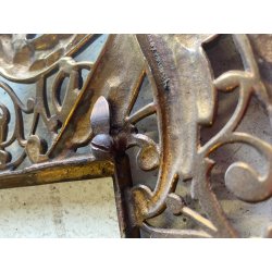 CORNICE DA PARETE SPECCHIERA BRONZO DORATO VITTORIANA ORNATA TRAFORATA 68x44cm