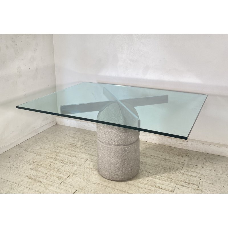 TAVOLO PRANZO DESIGN Giovanni Offredi ANNI 70  Saporiti MOD. Paracarro PIETRA