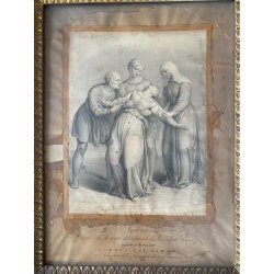 ANTICA STAMPA Giovita Garavaglia LAPIS o INCISIONE su CARTA "L'Indemoniata" '800