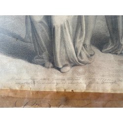 ANTICA STAMPA Giovita Garavaglia LAPIS o INCISIONE su CARTA "L'Indemoniata" '800
