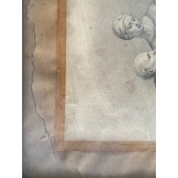 ANTICA STAMPA Giovita Garavaglia LAPIS o INCISIONE su CARTA "L'Indemoniata" '800