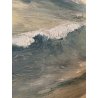 ANTICO DIPINTO OLIO TAVOLA Colmas PAESAGGIO MARINA SCOGLI BARCHE a VELA 1950