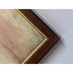 ANTICO DIPINTO OLIO TAVOLA Colmas PAESAGGIO MARINA SCOGLI BARCHE a VELA 1950