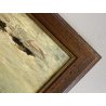 ANTICO DIPINTO OLIO TAVOLA Colmas PAESAGGIO MARINA SCOGLI BARCHE a VELA 1950