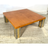 TAVOLINO DA SALOTTO VINTAGE RADICA ANNI 70 TAVOLO DA FUMO GAMBE ACCIAIO OTTONE