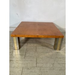 TAVOLINO DA SALOTTO VINTAGE RADICA ANNI 70 TAVOLO DA FUMO GAMBE ACCIAIO OTTONE