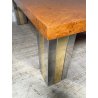 TAVOLINO DA SALOTTO VINTAGE RADICA ANNI 70 TAVOLO DA FUMO GAMBE ACCIAIO OTTONE