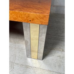 TAVOLINO DA SALOTTO VINTAGE RADICA ANNI 70 TAVOLO DA FUMO GAMBE ACCIAIO OTTONE