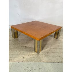 TAVOLINO DA SALOTTO VINTAGE RADICA ANNI 70 TAVOLO DA FUMO GAMBE ACCIAIO OTTONE