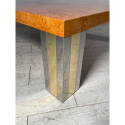 TAVOLINO DA SALOTTO VINTAGE RADICA ANNI 70 TAVOLO DA FUMO GAMBE ACCIAIO OTTONE