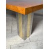 TAVOLINO DA SALOTTO VINTAGE RADICA ANNI 70 TAVOLO DA FUMO GAMBE ACCIAIO OTTONE