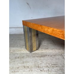 TAVOLINO DA SALOTTO VINTAGE RADICA ANNI 70 TAVOLO DA FUMO GAMBE ACCIAIO OTTONE