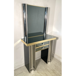 SPECCHIERA CONSOLLE VINTAGE WILLY RIZZO TOILETTE PETINEUSE ACCIAIO 1970 CASSETTI