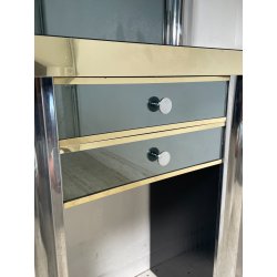 SPECCHIERA CONSOLLE VINTAGE WILLY RIZZO TOILETTE PETINEUSE ACCIAIO 1970 CASSETTI