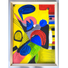 QUADRO DIPINTO TECNICA MISTA Aldo Gentilini COMPOSIZIONE ASTRATTA MODERNO '70