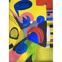 QUADRO DIPINTO TECNICA MISTA Aldo Gentilini COMPOSIZIONE ASTRATTA MODERNO '70