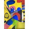 QUADRO DIPINTO TECNICA MISTA Aldo Gentilini COMPOSIZIONE ASTRATTA MODERNO '70