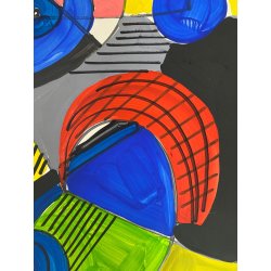 QUADRO DIPINTO TECNICA MISTA Aldo Gentilini COMPOSIZIONE ASTRATTA MODERNO '70