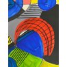 QUADRO DIPINTO TECNICA MISTA Aldo Gentilini COMPOSIZIONE ASTRATTA MODERNO '70