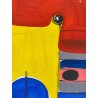 QUADRO DIPINTO TECNICA MISTA Aldo Gentilini COMPOSIZIONE ASTRATTA MODERNO '70