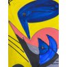 QUADRO DIPINTO TECNICA MISTA Aldo Gentilini COMPOSIZIONE ASTRATTA MODERNO '70