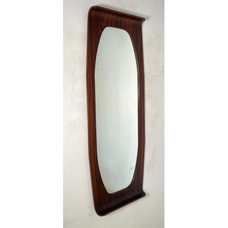 SPECCHIO VINTAGE LEGNO DESIGN FRANCO CAMPO CARLO GRAFFI 1960 WALL MIRROR OVALE