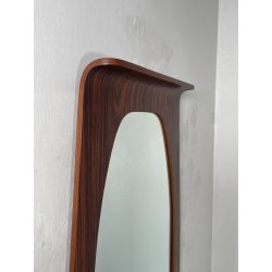 SPECCHIO VINTAGE LEGNO DESIGN FRANCO CAMPO CARLO GRAFFI 1960 WALL MIRROR OVALE