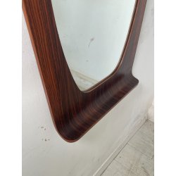 SPECCHIO VINTAGE LEGNO DESIGN FRANCO CAMPO CARLO GRAFFI 1960 WALL MIRROR OVALE