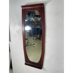 SPECCHIO VINTAGE LEGNO DESIGN FRANCO CAMPO CARLO GRAFFI 1960 WALL MIRROR OVALE