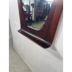 SPECCHIO VINTAGE LEGNO DESIGN FRANCO CAMPO CARLO GRAFFI 1960 WALL MIRROR OVALE