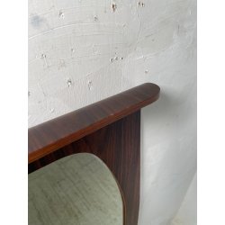 SPECCHIO VINTAGE LEGNO DESIGN FRANCO CAMPO CARLO GRAFFI 1960 WALL MIRROR OVALE