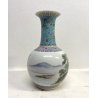 VASO PORCELLANA CINESE FAMILLE ROSE DECORO PAESAGGIO MARCHIO ROSSO 33cm/h XX sec