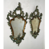ANTICA COPPIA SPECCHIERE VENEZIANE LEGNO SCOLPITO EPOCA '800 SPECCHIO VERDE OLD
