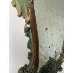 ANTICA COPPIA SPECCHIERE VENEZIANE LEGNO SCOLPITO EPOCA '800 SPECCHIO VERDE OLD