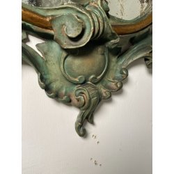 ANTICA COPPIA SPECCHIERE VENEZIANE LEGNO SCOLPITO EPOCA '800 SPECCHIO VERDE OLD