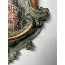 ANTICA COPPIA SPECCHIERE VENEZIANE LEGNO SCOLPITO EPOCA '800 SPECCHIO VERDE OLD