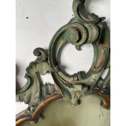 ANTICA COPPIA SPECCHIERE VENEZIANE LEGNO SCOLPITO EPOCA '800 SPECCHIO VERDE OLD