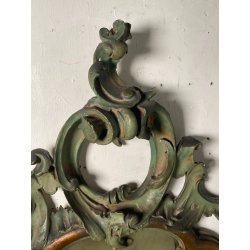 ANTICA COPPIA SPECCHIERE VENEZIANE LEGNO SCOLPITO EPOCA '800 SPECCHIO VERDE OLD