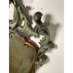 ANTICA COPPIA SPECCHIERE VENEZIANE LEGNO SCOLPITO EPOCA '800 SPECCHIO VERDE OLD