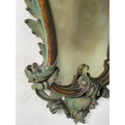 ANTICA COPPIA SPECCHIERE VENEZIANE LEGNO SCOLPITO EPOCA '800 SPECCHIO VERDE OLD