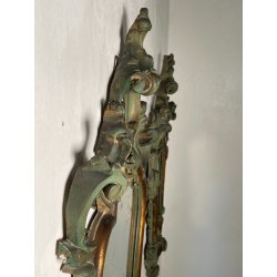 ANTICA COPPIA SPECCHIERE VENEZIANE LEGNO SCOLPITO EPOCA '800 SPECCHIO VERDE OLD