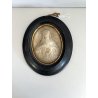 ANTICA ICONA sacro cuore di Gesù SCHIUMA di MARE cornice OVALE teca epoca 1903