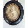 ANTICA ICONA sacro cuore di Gesù SCHIUMA di MARE cornice OVALE teca epoca 1903