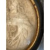 ANTICA ICONA sacro cuore di Gesù SCHIUMA di MARE cornice OVALE teca epoca 1903