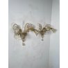 COPPIA APPLIQUES VINTAGE VETRO DI MURANO fumè 2 LUCI LAMPADE MURO ANNI 70 DESIGN