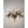COPPIA APPLIQUES VINTAGE VETRO DI MURANO fumè 2 LUCI LAMPADE MURO ANNI 70 DESIGN
