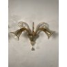 COPPIA APPLIQUES VINTAGE VETRO DI MURANO fumè 2 LUCI LAMPADE MURO ANNI 70 DESIGN