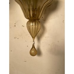 COPPIA APPLIQUES VINTAGE VETRO DI MURANO fumè 2 LUCI LAMPADE MURO ANNI 70 DESIGN