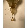 COPPIA APPLIQUES VINTAGE VETRO DI MURANO fumè 2 LUCI LAMPADE MURO ANNI 70 DESIGN